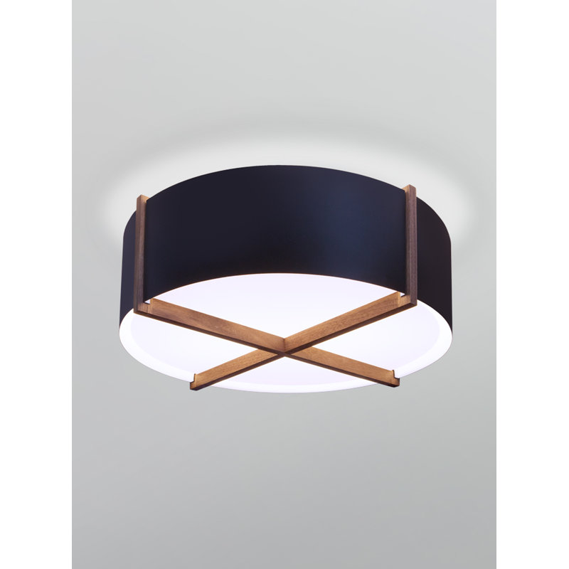 Plura 1 - Light LED Flush Mount, Walnut/Matte Black with Matte White, 6.38" H x 18" W x 18" D, 2700K