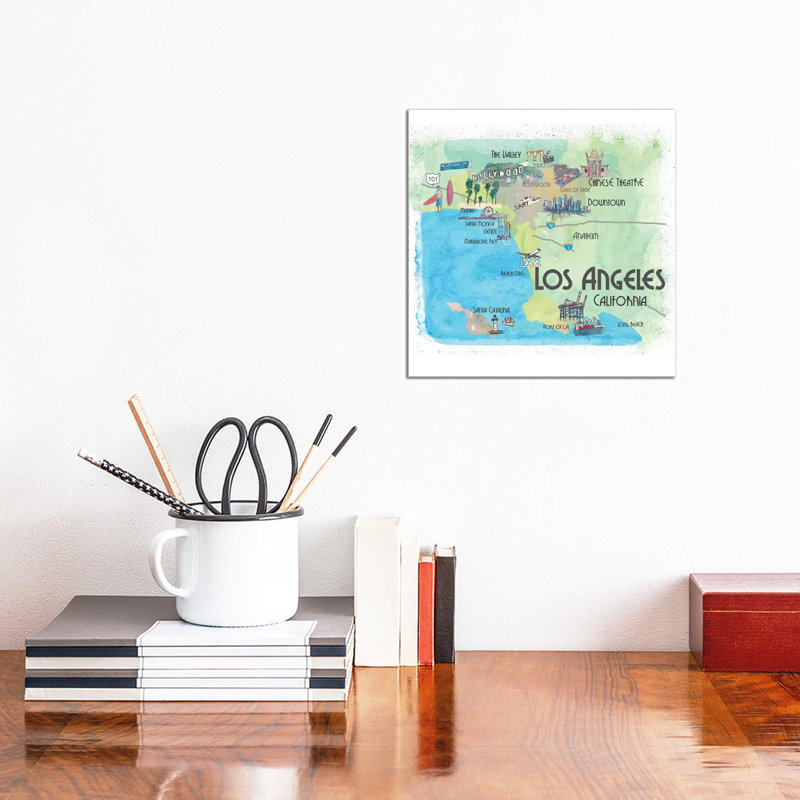 Los Angeles,California Travel Poster by Markus & Martina Bleichner - Wrapped Canvas Gallery-Wrapped Canvas Giclée