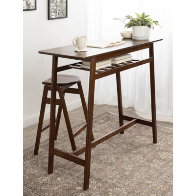 Pazmora Rubberwood Rectangular Solid Wood Top with Solid Wood Base Dining Table
