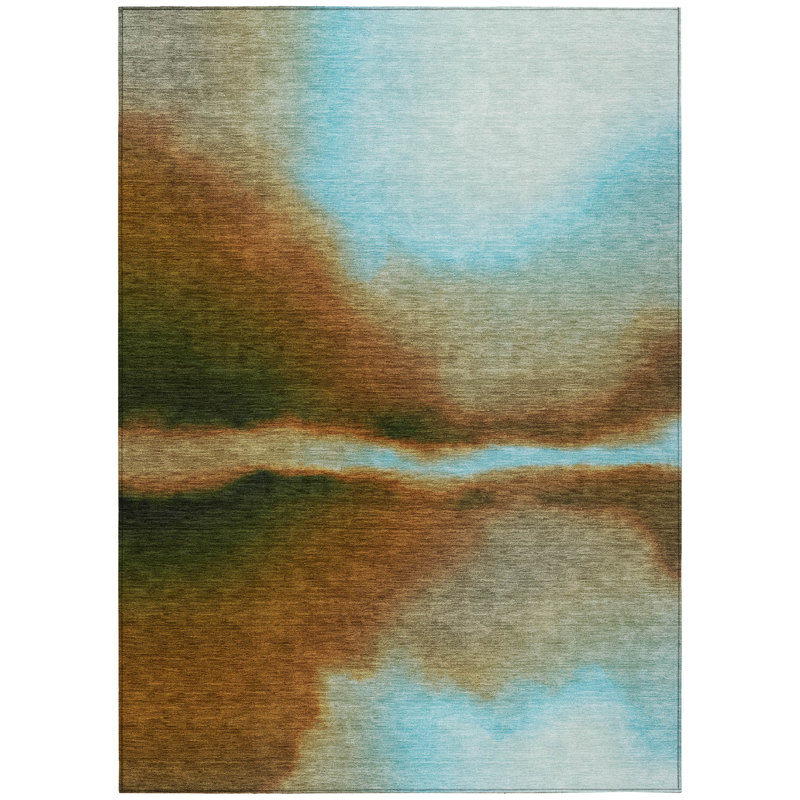 Machine Washable Indoor/Outdoor Lockway ACN2419 Abstract Rug, Rectangle 2'6" x 3'10"