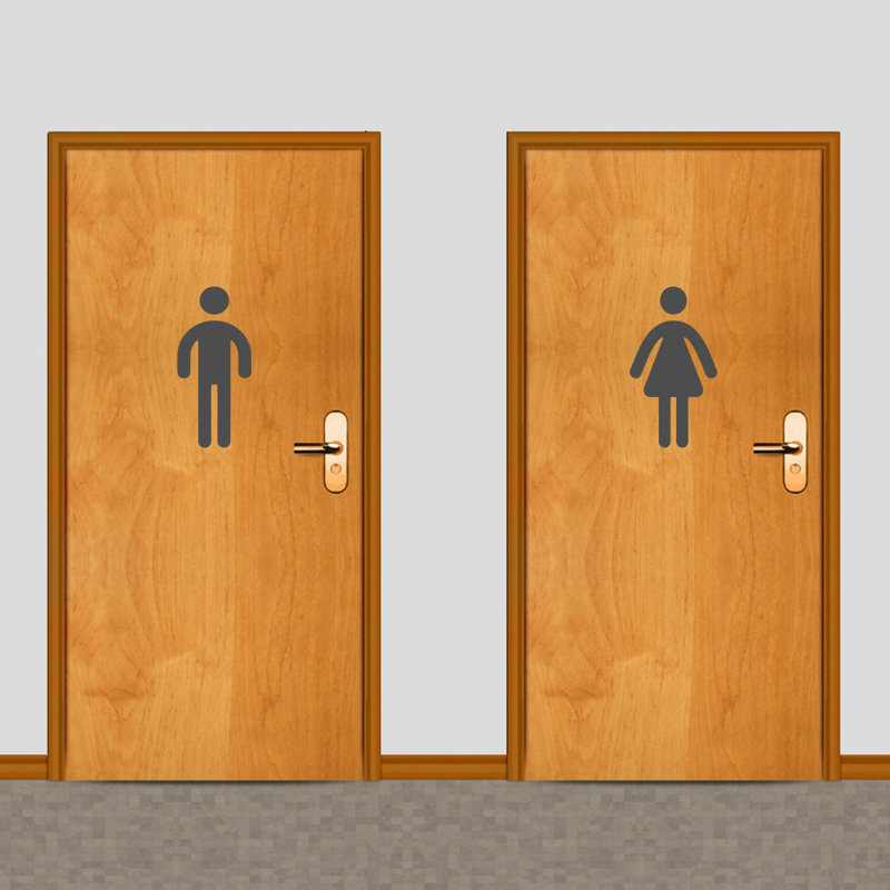 Décalcomanie murale toilettes pour hommes et femmes, Gris foncé