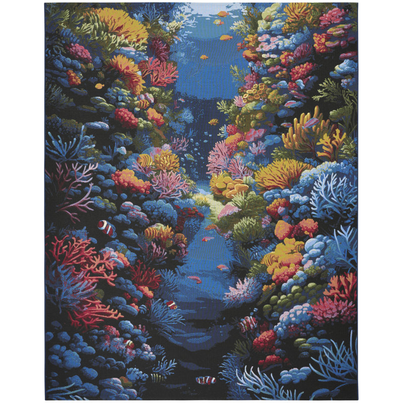 Nourison Color Splash 9' x 12' Multicolor Coastal, Nautical & Beach Rug, Rectangle 7'10" x 9'10"