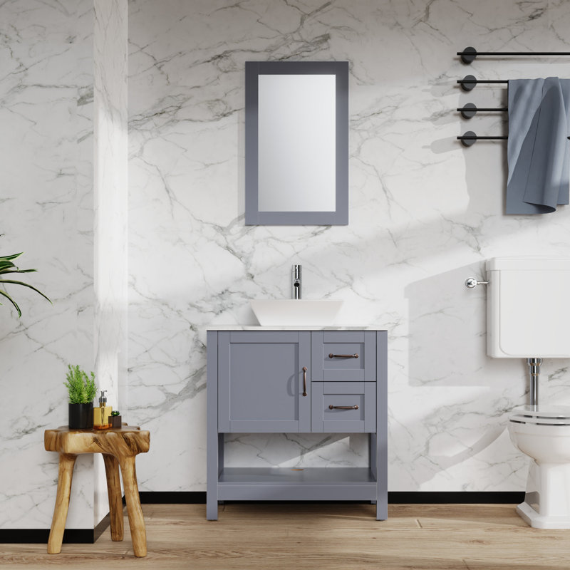 30'' Single Bathroom Vanity with Engineered Marble Top