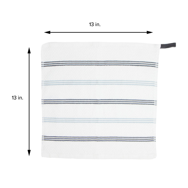 The Sloppy Chef Premier Dishcloths Stripe Jacquard Dish Cloth Kitchen Towel, Silver/Gray/White