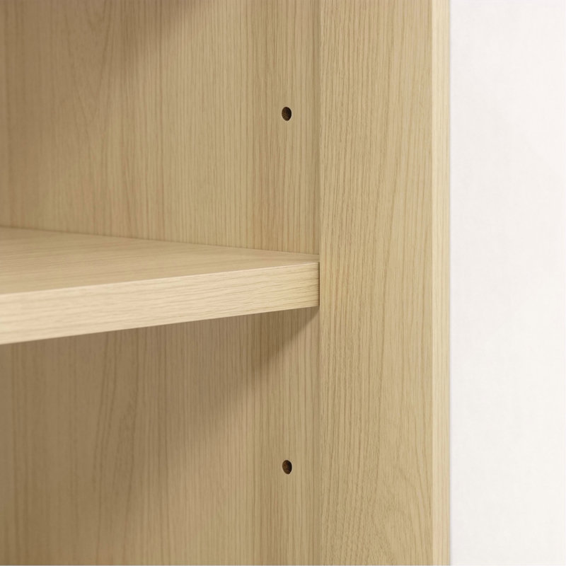 Grande armoire de rangement pour salle de bain, armoire de rangement autoportante avec crochet et tablette réglable, panneau de fibres à densité moyenne, naturel