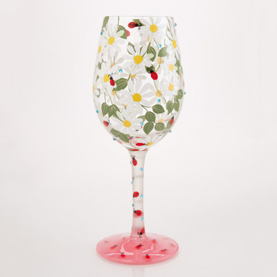 Lolita Ladybird Hand Painted Wine Glass 15oz