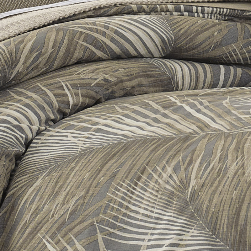 Tommy Bahama Raffia Palms Brown Cotton 4 Piece Comforter Set, King Comforter + 3 Additional Pieces