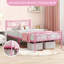 Structure de lit simple en métal, sommier plateforme avec tête et pied de lit, rangement sous le lit, support en lattes d'acier robuste, rose-1409374743