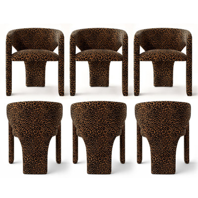 Ensemble de 6 chaises de salle à manger rembourrées à imprimé léopard