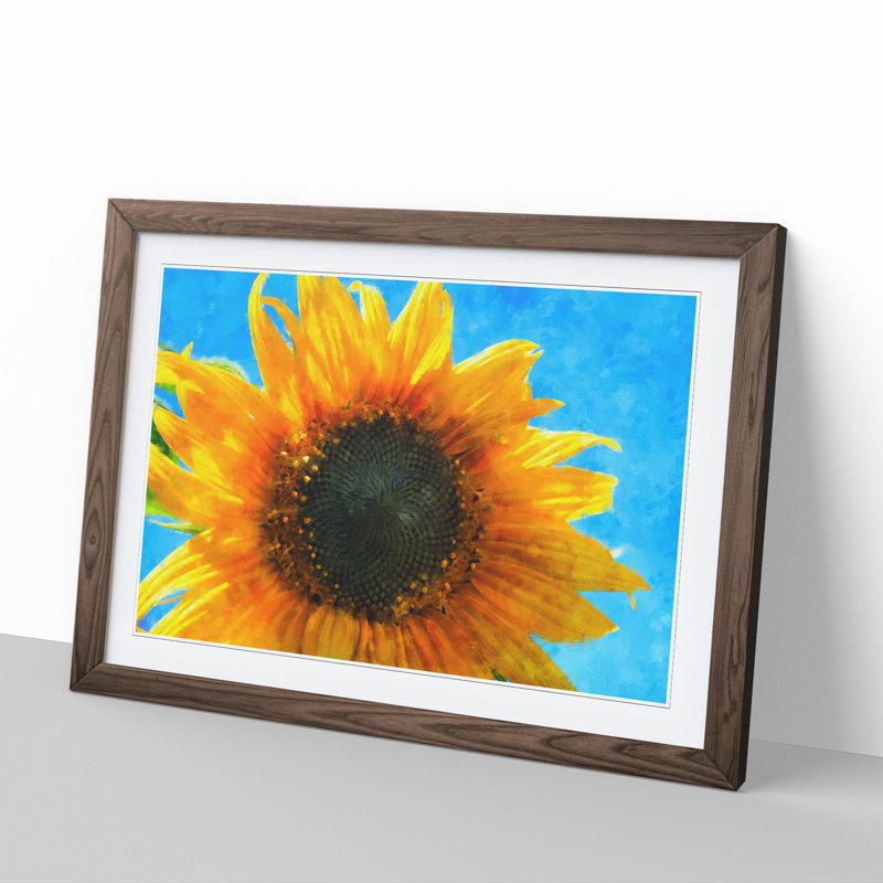 Sunflower Vol.4 - Picture Frame Painting, 36cm H x 48cm W x 2cm D, Walnut Framed
