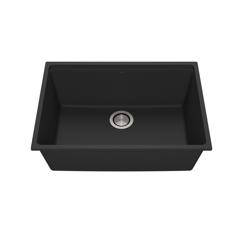  Kalia Collection Bacia – Évier de cuisine à cuve simple 27" en Granistone (Sous-plan), Onyx Black