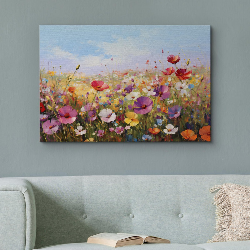 Vibrant Wildflower Colorful Poppy Field Botanical Floral On Canvas Print, Wrapped Canvas, 16" H x 24" W x 1.5" D