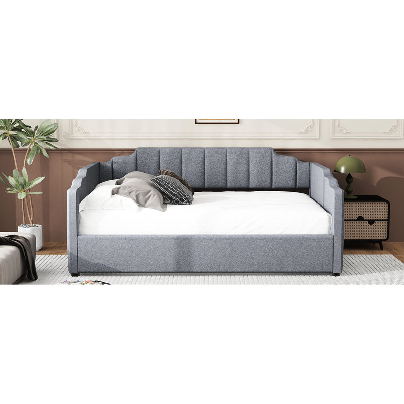 Lit de jour gris rembourré avec rangement, lit de jour double et confortable, Gris