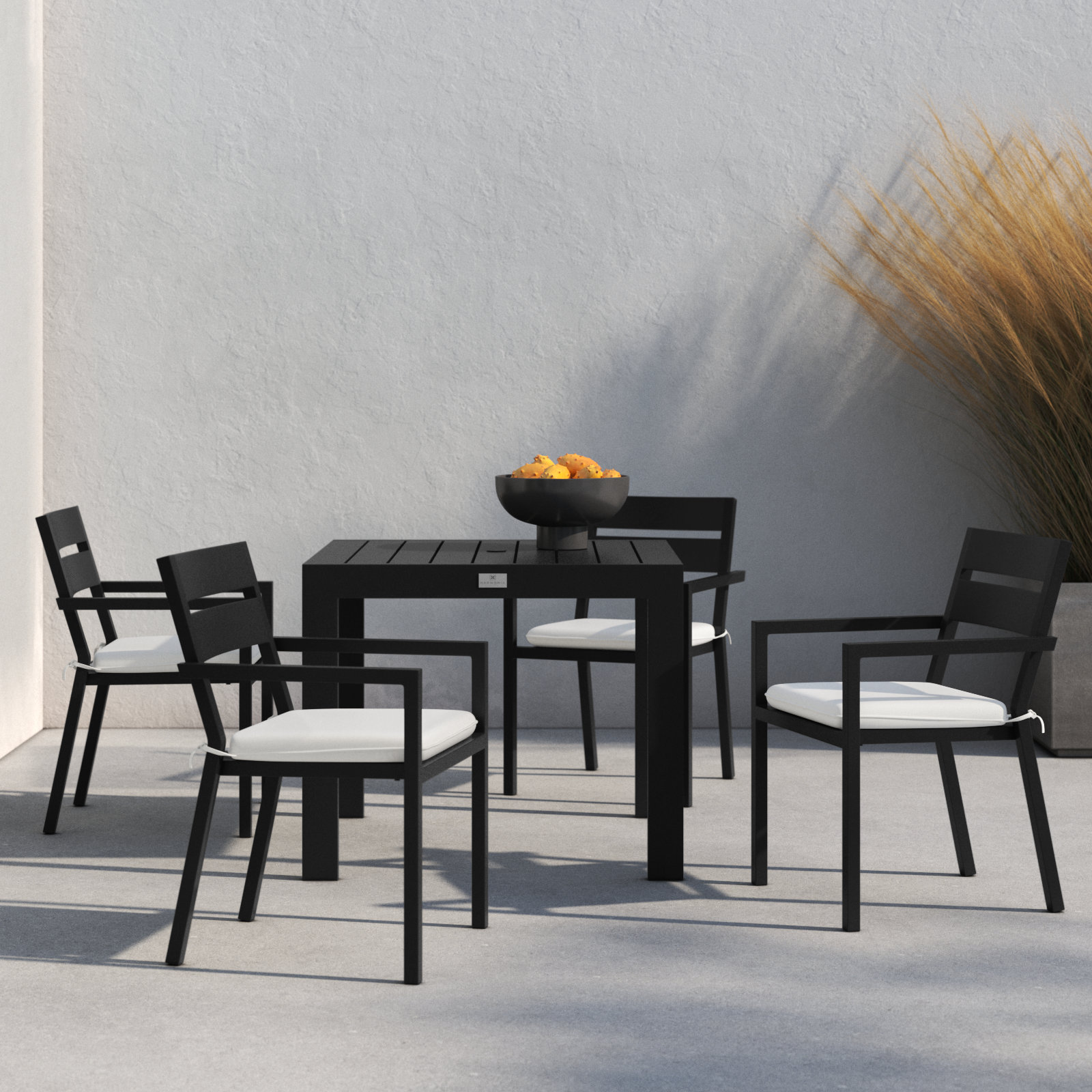 Eartha 36" Patio Dining Set, Canvas Regatta Sunbrella® Canvas, Black