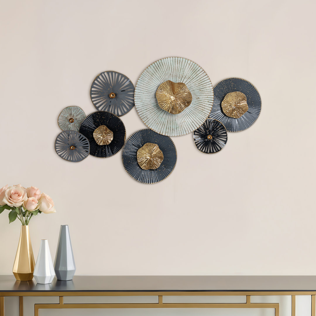 35-inch Wall Art with 2-D Lily Pads in Gold, Silver, & Gray Mistana™
