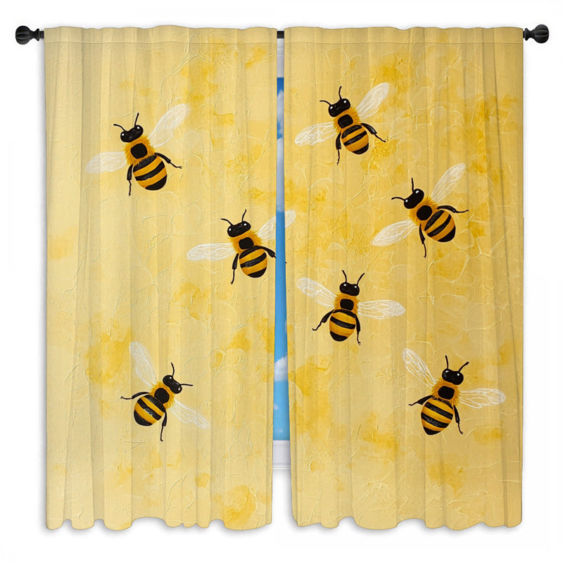 Rideaux de fenêtre Bumblebees - 2 panneaux, L 20 po x L 52 po