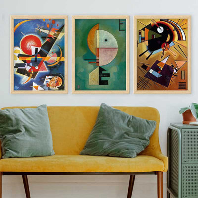 Elegant Decorative Framed Painting Set (3 Pieces), 13.8 x 17.7 inches Each | 100% Wooden with 100% Polystyrene Frame (Thickness: 0.8 inches) | UV Digital Printing, Perfect for Living Room & Home Décor