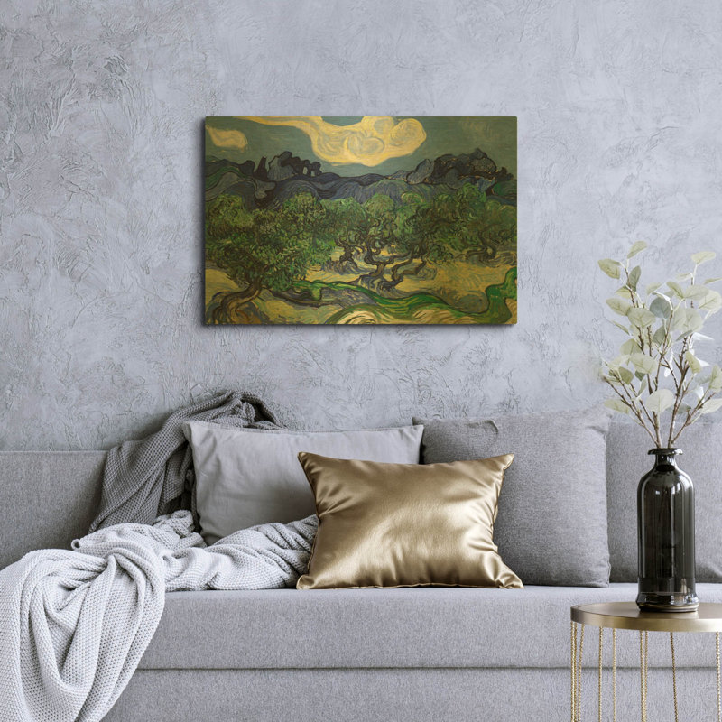 «The Olive Trees» par Vincent Van Gogh, art mural en métal doré, 36 po x 24 po, 36 po x 24 po