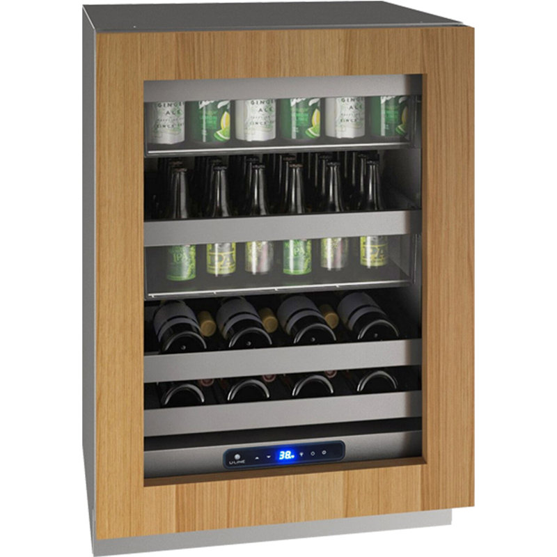 U-Line 23.62'' W Convertible 72 Cans (12 oz.) 5.1 Cubic Feet Beverage Cooler with Wine Storage and Reversible Door