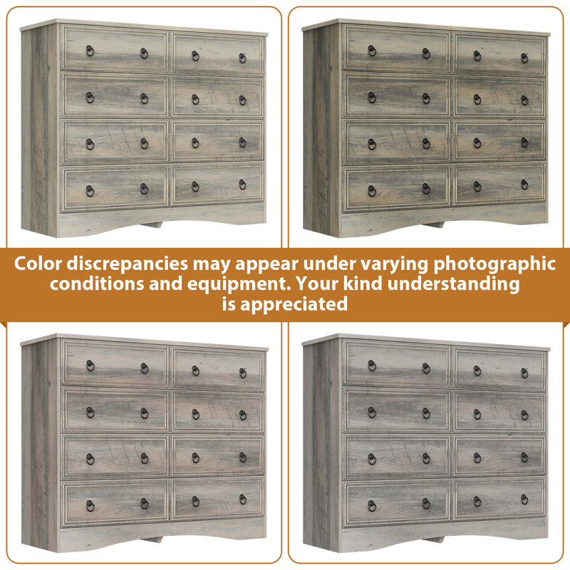 8 Drawer Dressers for Bedroom, Wood Chest of Drawers,  Large Long Storage for Clothes, Vintage Design, for Living Room, Bedroom, Hallway