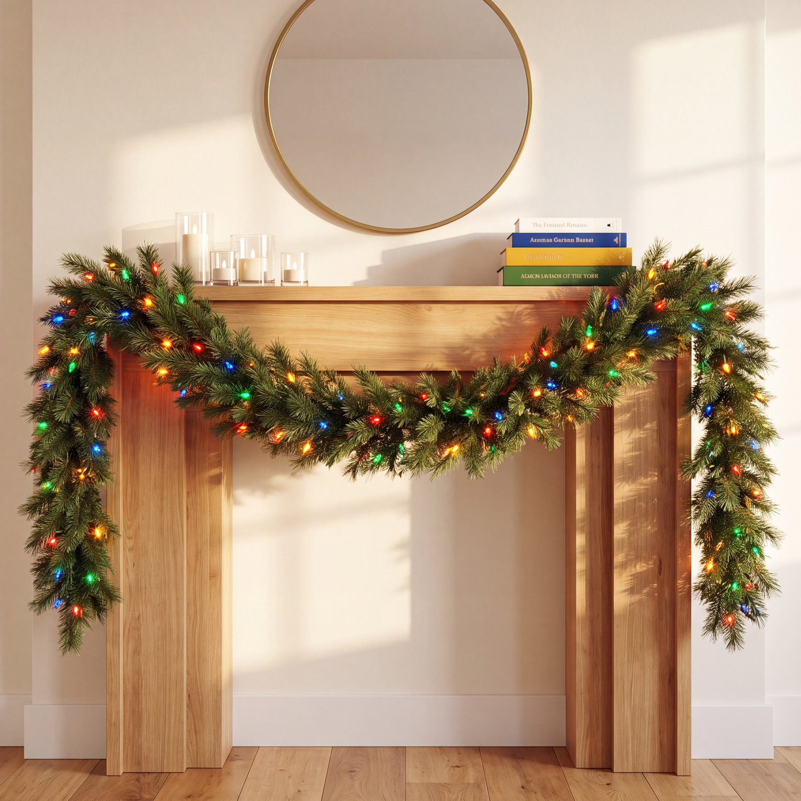 Peabody Pre-Lit Mixed Pine Christmas Garland, 9'L x 12"