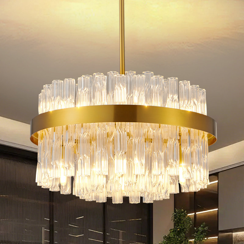 Crystal Chandelier Round Chandeliers for Living Room, Gold, 24cm H x 40cm W x 40cm D