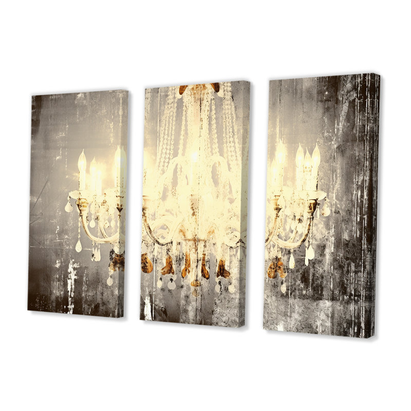Serafin - Ensemble de décoration murale lustre Glam, Toile tendue, H 40 po x l 60 po x P 1 po