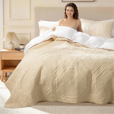 3-Piece 100% Cotton Paisley Quilt Set