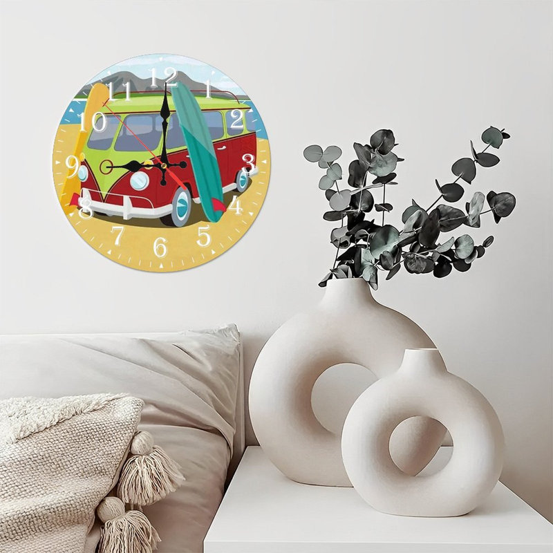 Horloge murale en bois 10 po, mouvement silencieux, à piles (piles AA non incluses), décor artistique, parfait pour les décorations