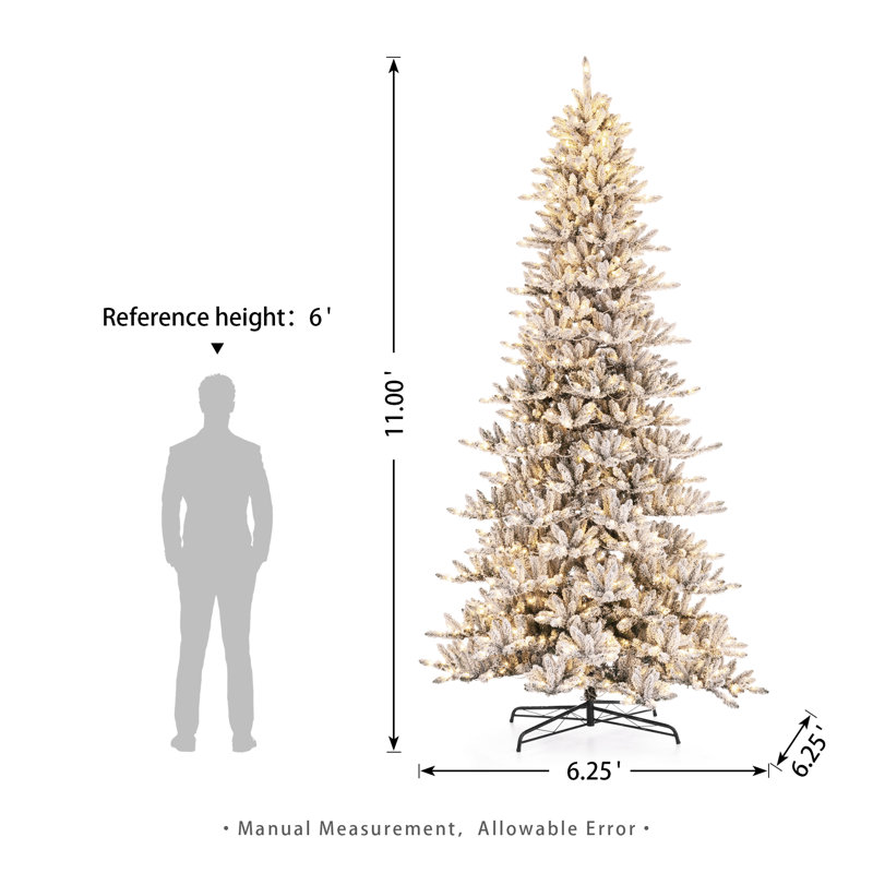 Sapin de Noël artificiel mince 11 pi avec 950 lumières blanches chaudes Herolinda