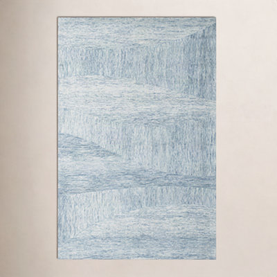 Kempner Blue Ivory Hand-Tufted Abstract Wool Rug
