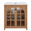 Meuble-lavabo 31 po avec lavabo en céramique, armoire de salle de bain rustique avec poignées en bronze et 2 portes à fermeture en douceur-1605763167