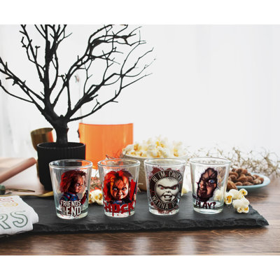 Mini-verres à liqueur 2 pièces Child's Play Chucky | Ensemble de 4