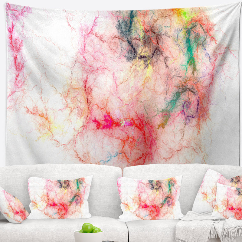 Tapisserie de ciel orageux rouge étincelant Abstract, H 78 po x l 92 po