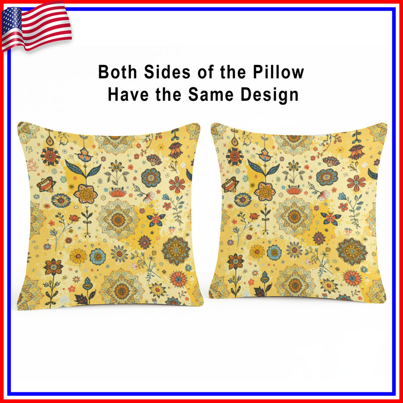 Mandala Floral Pattern Double Sided Throw Pillows, 26 x 26 inches