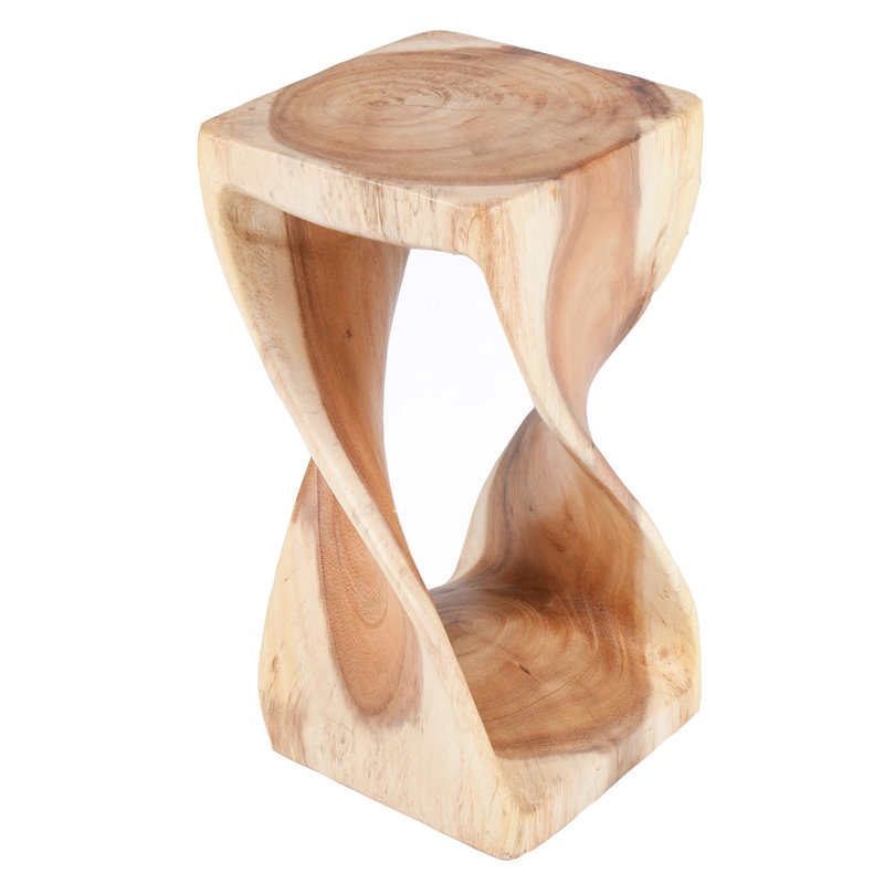 Alvo Solid Wood Accent Stool, Clear