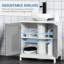 Armoire de salle de bain sous le lavabo grise et blanche - peu encombrante, 2 portes, tablettes ajustables, pratique pour divers usages