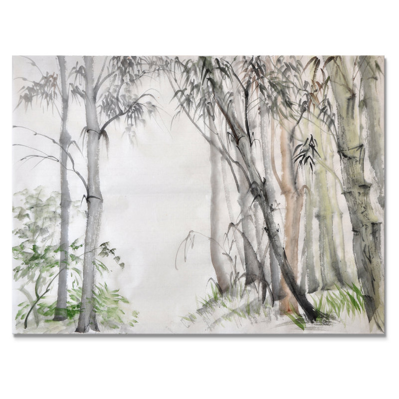Forêt de bambou chinois - reproduction de cadre photo sur toile, H 12 po x l 20 po x P 1 po, Toile tendue