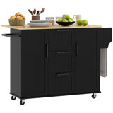 Kitchen Island on Wheels, Kitchen Cart with Drop Leaf Drawers