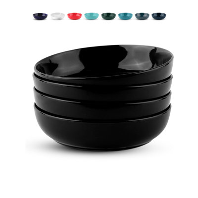  Large Capacity, Pasta Bowl, Salad Bowls, Soup, Serving Bowls, Ceramic, Microwave & Dishwasher Safe, Set Of 4, 40 Oz,(red)
