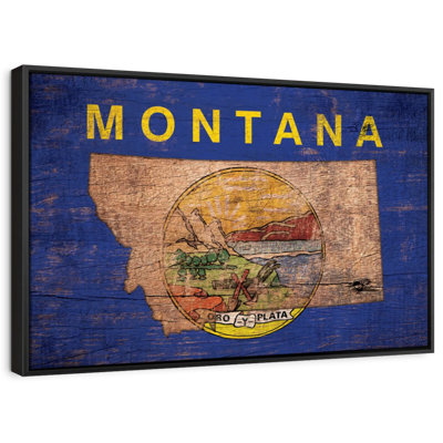 State Map Over Montana Flag Canvas Print