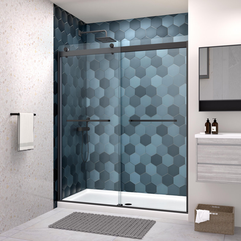 Porte de douche sans cadre de l 56 po x H 74 po