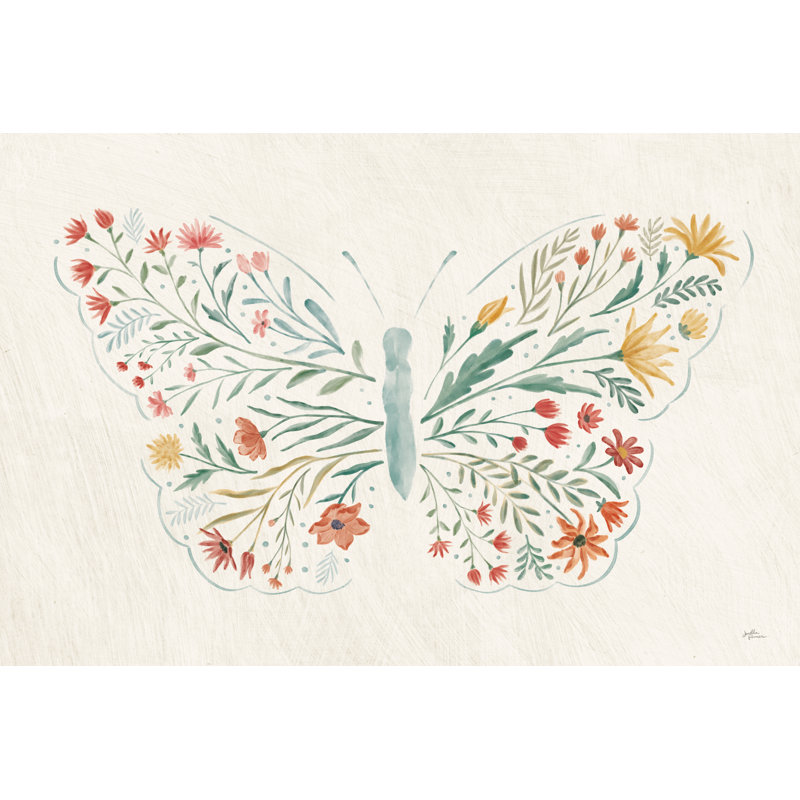 Wildflower Vibes Butterfly by Janelle Penner - Wrapped Canvas Art Prints, 30cm H x 46cm W 3.8cm D