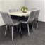 Grey Dining Table with Hairpin Legs & 6 Velvet Chairs (75cm)-1290641513-1290641515