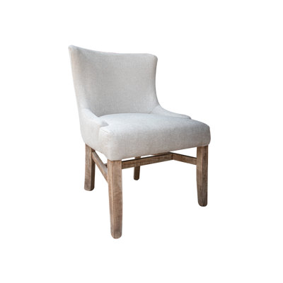 Damian Upholstered Chair, Beige Fabric & Dark Brown Legs
