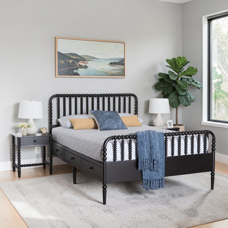 Ensemble de chambre à coucher Bavaria 3 pièces pour lit queen, noir