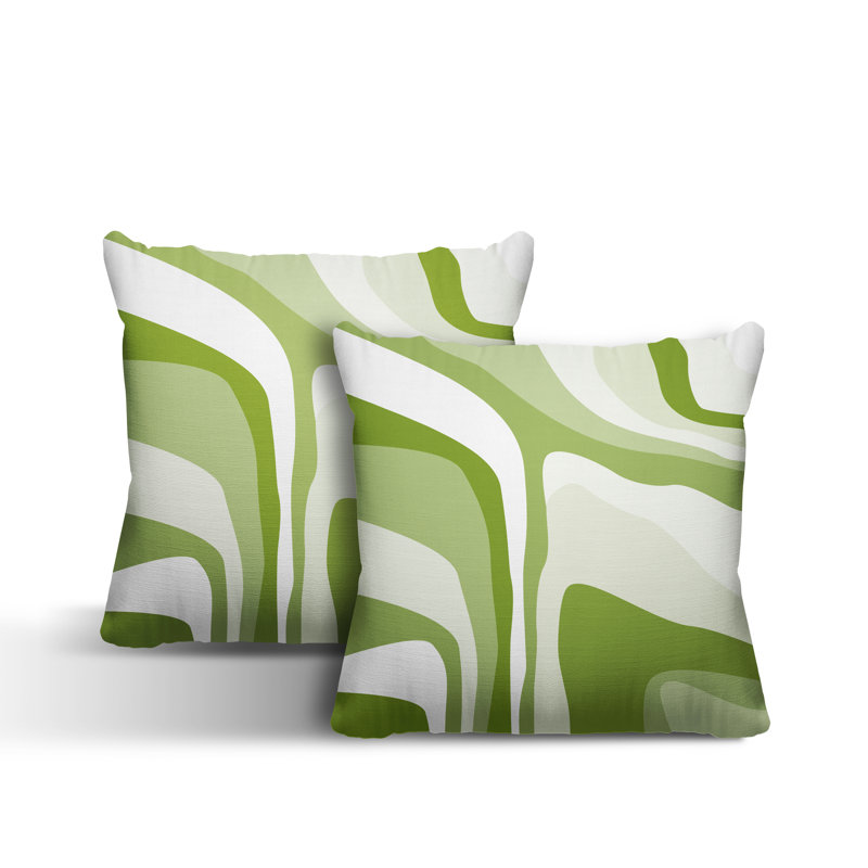 Coussin décoratif carré intérieur / extérieur Clickett, L 17 po x H 17 po, Chartreuse