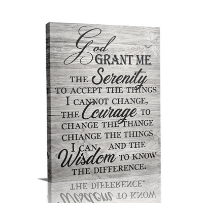Rustic “Serenity Prayer on Weathered Wood” Inspirational Canvas Wall Art Stretched Frame for Cozy Studio