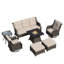 Ensemble de conversation pour 7 personnes avec foyer et repose-pieds-361190720