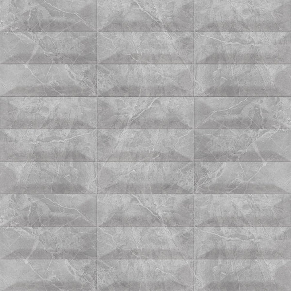Cult 10" x 30" Gray Savoia Marble Look Beveled Subway Tile
